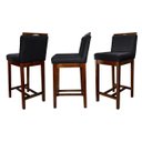 Ver imagem 2 de Kit 4 Banquetas Média para Bancada Ilha Líbia Madeira Capuccino Suede Preto CCS
