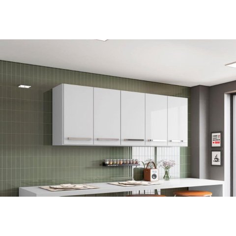 Armario Aereo Suspenso 5 Portas Branco Santorini Bela Casa