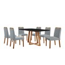 Ver imagem 1 de Conjunto Sala de Jantar Mesa Florença 160x90cm Preto com 6 Cadeiras Dallas Linho Cinza