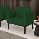 Ver imagem 1 de Poltrona Decorativa Karen Pés Fixo em Madeira Preto Veludo Verde Esmeralda G19 - Gran Belo
