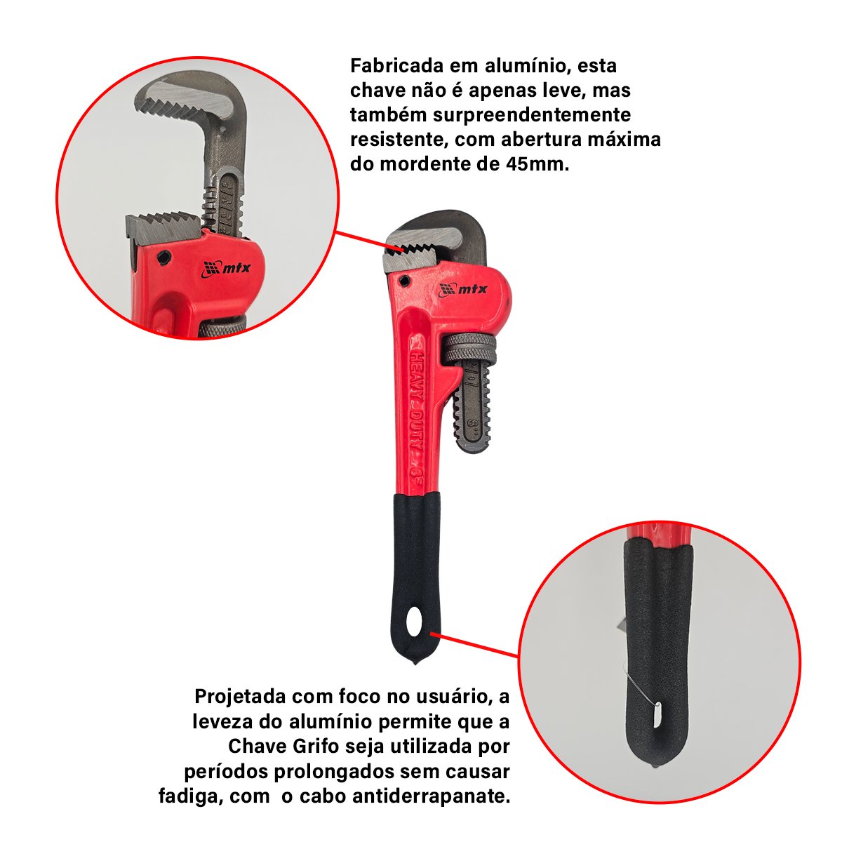 Chave Grifo Tipo Americano Mordentes em Aço 8pol. 200mm Mtx - 4