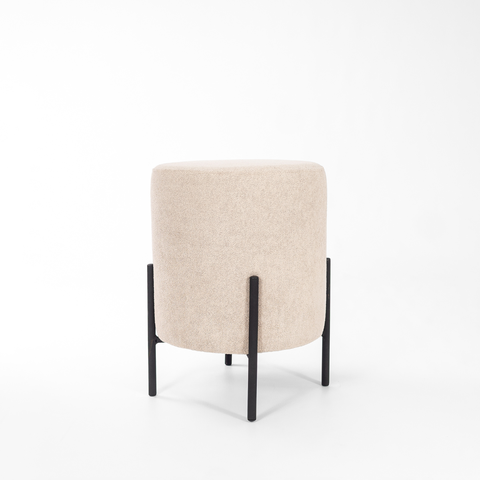 Puff Siena Decorativo Tecido Boucle Banqueta Redondo Pés de Metal