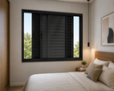 Ver imagem 1 de Janela Veneziana 3 Folhas Alumínio Preto 100x100 Linha 25 Jade