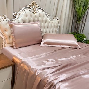 Jogo de Cama Lençol Casal Luxo Charmousse 4 Peças - Rosê