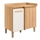 Ver imagem 1 de Balcão de Canto 1 Porta (com Tampo) 88cm Intenza Freijo/off White Cristal - Ssx Multicoisas