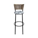 Ver imagem 1 de Banqueta Alta Preta Hawai Cappuccino para Cozinha com Assento Estampado:floral Branco
