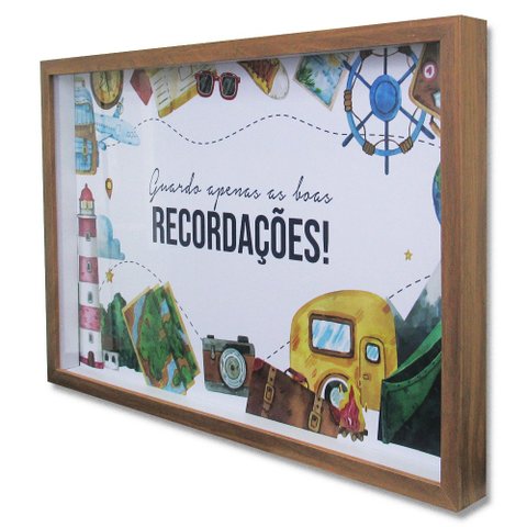 Quadro Cofre Porta Objetos Recordações TaColado Moldura Madeira
