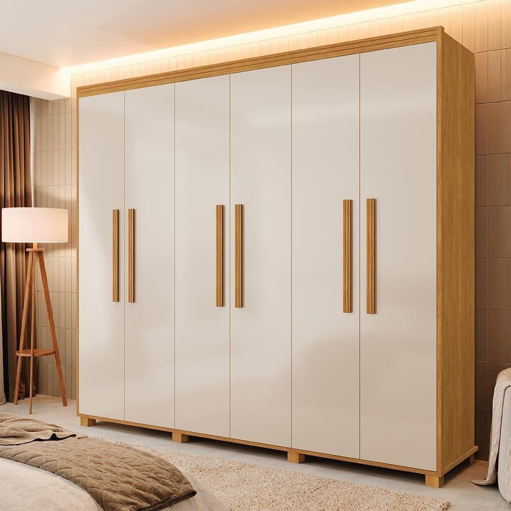 Roupeiro Casal 6 Portas 100% Mdf Cinamomo Off White Madri Fênix