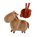 Ver imagem 3 de Kit Refeição Infantil Prato Talheres Tijelinha Criança Bebê Papinha Marrom