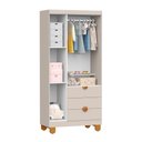 Ver imagem 3 de Cômoda Sapateira 1 Porta e 4 Gavetas e Guarda Roupa 3 Portas e 3 Gavetas Apolo Areia Fosco - Reller