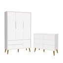 Ver imagem 1 de Jogo de Quarto Infantil Theo Guarda Roupa 3 Portas e Cômoda 6 Gavetas Branco Fosco com Pés Amadeirad