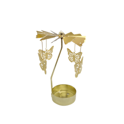 Castiçal Coração Amor Borboleta Dourado Giratório Porta Vela:borboleta - 1