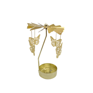 Castiçal Coração Amor Borboleta Dourado Giratório Porta Vela:borboleta