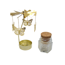 Castiçal Coração Amor Borboleta Dourado Giratório Porta Vela:borboleta - 2
