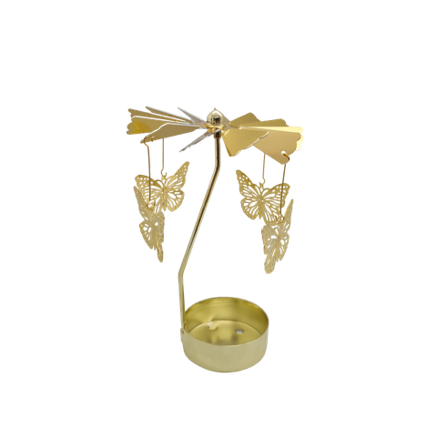 Castiçal Coração Amor Borboleta Dourado Giratório Porta Vela:borboleta