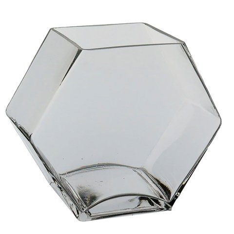 Vaso Decorativo Enfeite Planta Losango Vidro 10x20x17cm Transparente