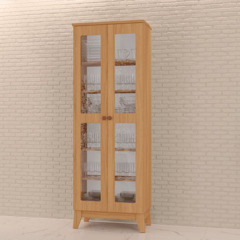 Cristaleira Maya Tuboarte 100% em Mdf com 2 Portas e Kit Pés