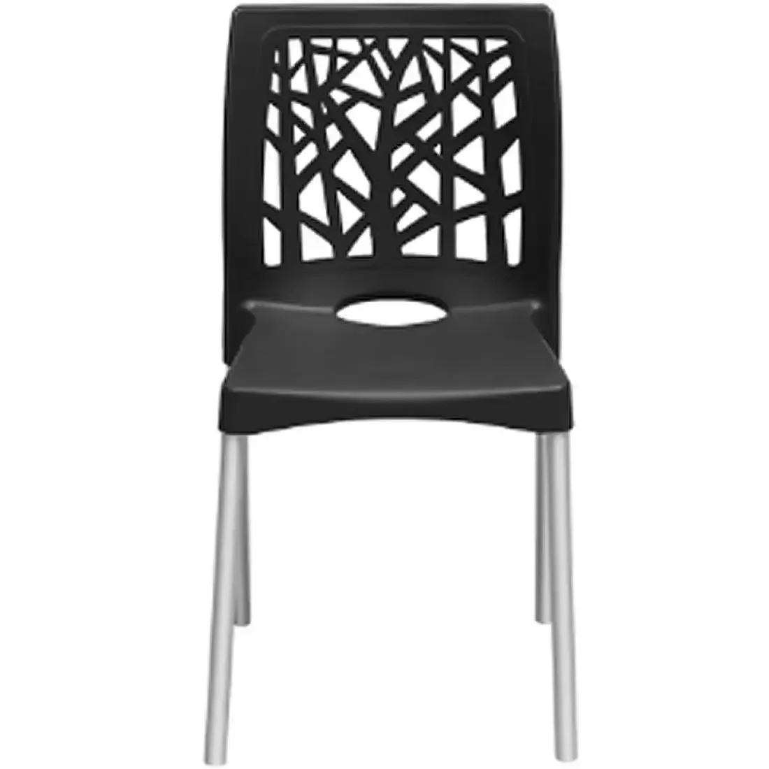 Cadeira Nature com Pés de Alumínio Forte Plástico Cor Preto - 1