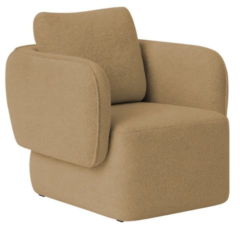 Poltrona Decorativa Sala de Estar Duna Bouclé Camel - Nexta Casa