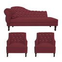 Ver imagem 1 de Kit Divã Cancun 140cm Braço Direito + 2 Poltronas Genesis com Strass Suede: Vinho