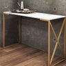 Mesa Escrivaninha Escritório e Home Office BeX Industrial Ferro Dourado Tampo MDF Branco - Ahazzo Mó - 2