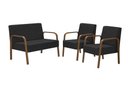 Ver imagem 1 de Conjunto Jade 1 Poltrona 2 Lugares e 2 poltronas de 1 lugar Braço Madeira D Salla Suede Preto