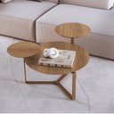 Ver imagem 1 de Mesa de Centro Três Tampos Chanfrado Orgânica Pé Metal Complementos