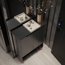 Ver imagem 4 de Cômoda / Sapateira / Multiuso HA Modelo Retrô Com Estrutura dos Pés em Madeira Tampo e Portas em MDF