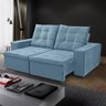 Sofá Porsche Retrátil/Reclinável 4Lugares Veludo Azul 2,15m - 1