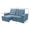 Sofá Porsche Retrátil/Reclinável 4Lugares Veludo Azul 2,15m - 5