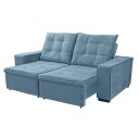 Ver imagem 2 de Sofá Porsche Retrátil/Reclinável 4Lugares Veludo Azul 2,15m