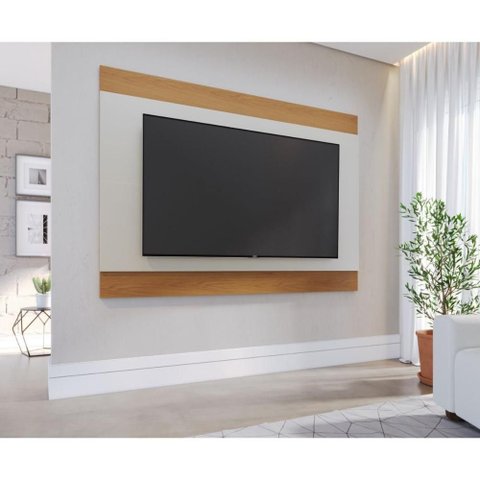 Painel para TV até 75 Polegadas 200cm Multimóveis Crcol-PTV018 Off White/Madeirado