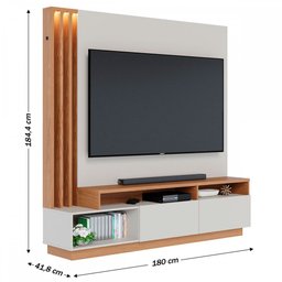 Estante para Tv até 75 Polegadas Humaitá 2 Portas Off White Matte/freijó - Colibri - 4