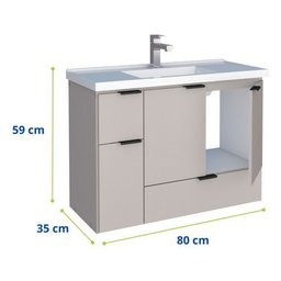 Conjunto Kit Gabinete de Banheiro com Cuba Balcão Aéreo Pia - 3