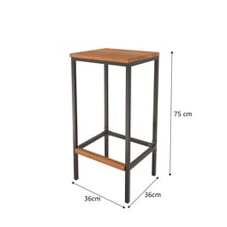 Kit 2 Banqueta em Aço Alta Industrial com Assento de Madeira Maciça 75cm - Preto - 2