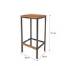 Kit 2 Banqueta em Aço Alta Industrial com Assento de Madeira Maciça 75cm - Preto - 2
