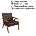 Ver imagem 4 de Poltrona Zara Corino Moderno Sala de Estar Escritório Quarto:marrom