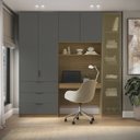 Ver imagem 1 de Guarda Roupa Modular 5 Portas Reflecta com Mesa Altezza Clean Freijó/Titânio