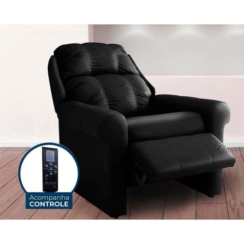 Poltrona Reclinável c/Massagem p/ Sala MH 1216 Two Way Courano Preto - Herval