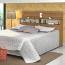 Ver imagem 1 de Cabeceira Para Cama Casal 1,40 Com Prateleira e Nichos Florença - Freijó/Off White- Vitamov