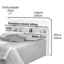 Ver imagem 5 de Cabeceira Para Cama Casal 1,40 Com Prateleira e Nichos Florença - Freijó/Off White- Vitamov