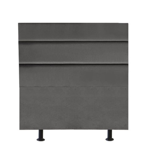 Cabeceira Estofada Cama Box Solteiro 90cm Argentina Corino Cinza Escuro- Mabe Magazine