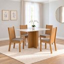 Ver imagem 1 de Conjunto Sala de Jantar Mesa Lana 120cm Tampo MDF Canto Reto 4 Cadeiras Tami