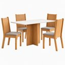Ver imagem 2 de Conjunto Sala de Jantar Mesa Lana 120cm Tampo MDF Canto Reto 4 Cadeiras Tami