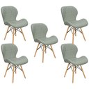 Ver imagem 1 de Kit 5 Cadeiras Charles Eames Eiffel Slim Wood Estofada - Cinza