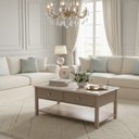 Ver imagem 1 de Mesa de Centro 2 Gavetas Tampo de Madeira Maciça Escovada Louise