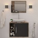 Ver imagem 6 de Armário de Banheiro com Cuba e Espelho 1 Porta 2 Prateleiras Carvalho Dark/Preto ônix 13689 - Compac