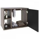 Ver imagem 3 de Armário de Banheiro com Cuba e Espelho 1 Porta 2 Prateleiras Carvalho Dark/Preto ônix 13689 - Compac