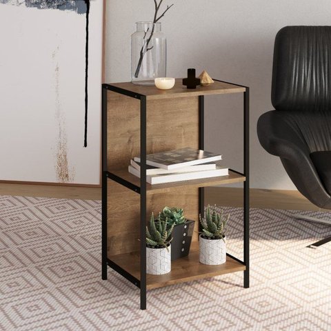 Estante Baixa 45cm Industrial Steel Quadra Marrom/Vermont/Preto