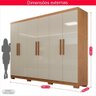 Guarda-roupa de Casal 100% Mdf 6 Portas 4 Gavetas Valencia - Tudo de Móveis Marrom - 9